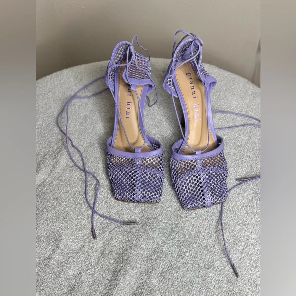 Gianni Bini Lavender Mesh Lace-Up Sandals - Picture 7 of 7